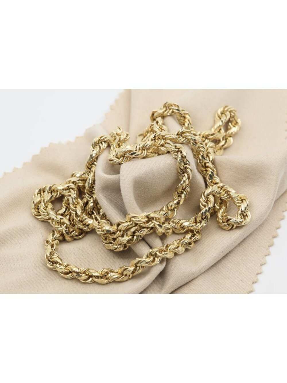 Unique 14K Karat Solid Yellow Gold Designer Rope Chain Necklace - 29.25" Length